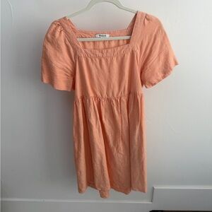 Madewell Linen Blend Allie Peach Mini Dress